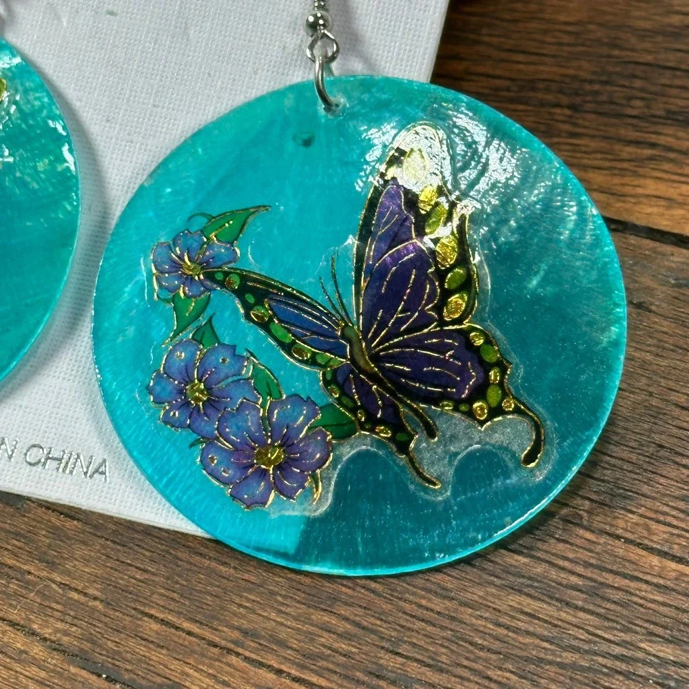 Turquoise Butterfly Flower Drop‎ Dangle Earrings Fashion Jewelry